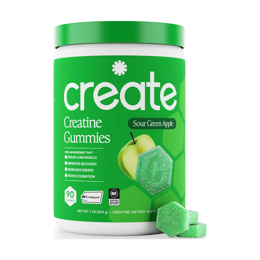 Creatine Monohydrate Gummies for Men & Women (Sour Green Apple, 90 ct)
