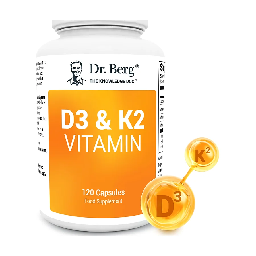 Dr. Berg D3 & K2 Vitamin Supplement for Heart and Bone Health, 120 Capsules