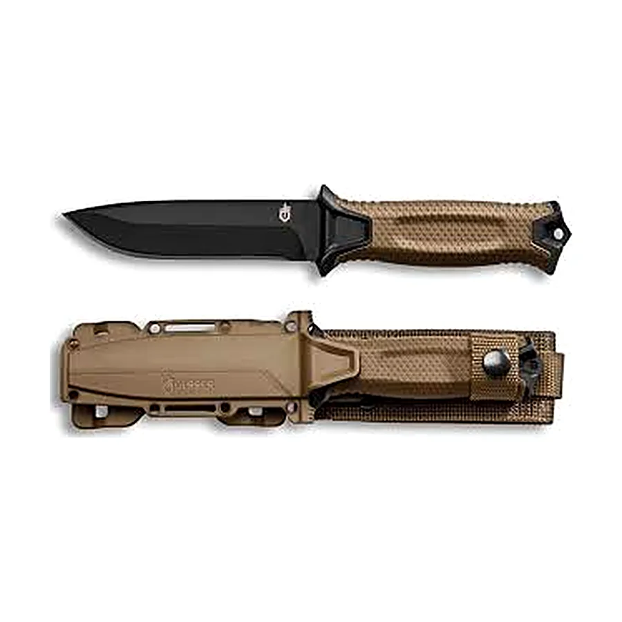 Gerber StrongArm Fixed Blade Knife Serrated Edge - Coyote Brown