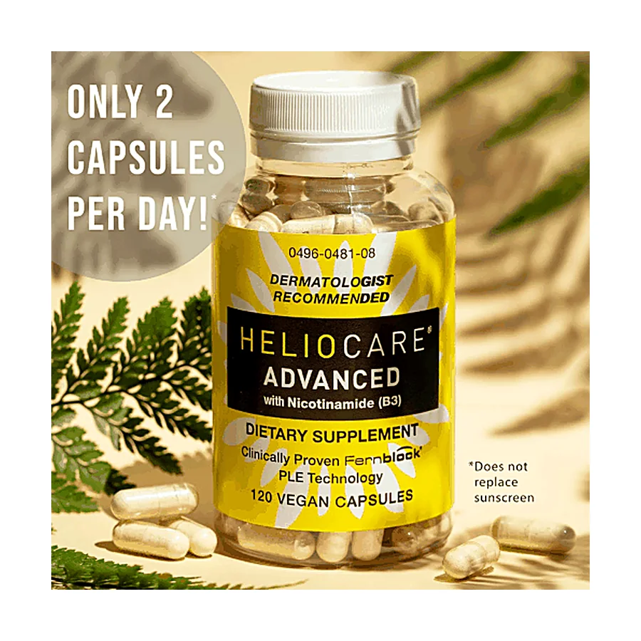 Heliocare Advanced Nicotinamide B3 Supplement: Niacinamide 500mg and Fernblock PLE Extract 240mg Per Serving - Supports Skin Cell Health W/Antioxidant Rich Vitamin B3 Niacin - 120 Vegan Capsules
