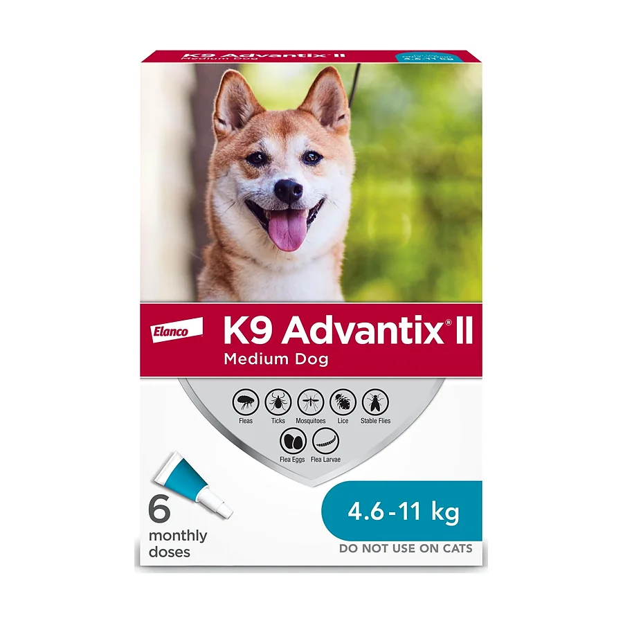 K9 Advantix II Flea and Tick Treatment for Medium Dogs 11-20lbs ,6 Doses