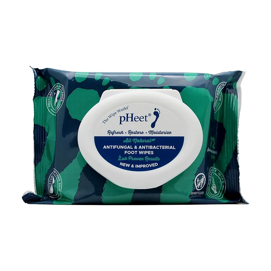 pHeet® Foot Wipes - Natural Antifungal & Antibacterial Formula - Kills Fungus, Stops Itching, Moisturizes (72 ct)