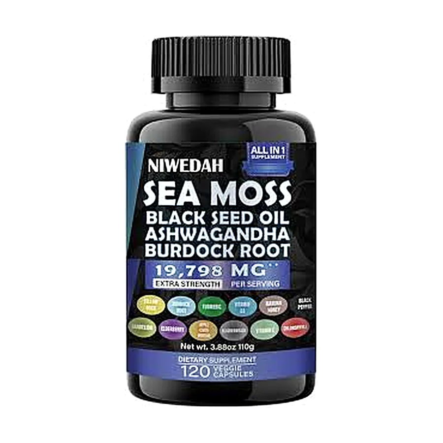 120 capSea Moss 7000Mg Black Seed Oil 4000Mg Ashwagandha 2000Mg Turmeric 2000Mg 120 Cap