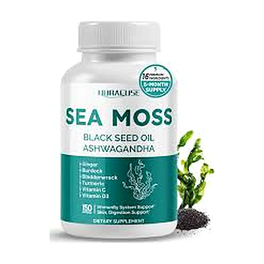 60 capSea Moss, Black Seed Oil, Ashwagandha, Turmeric, Ginger (16 in 1 Multivitamin)