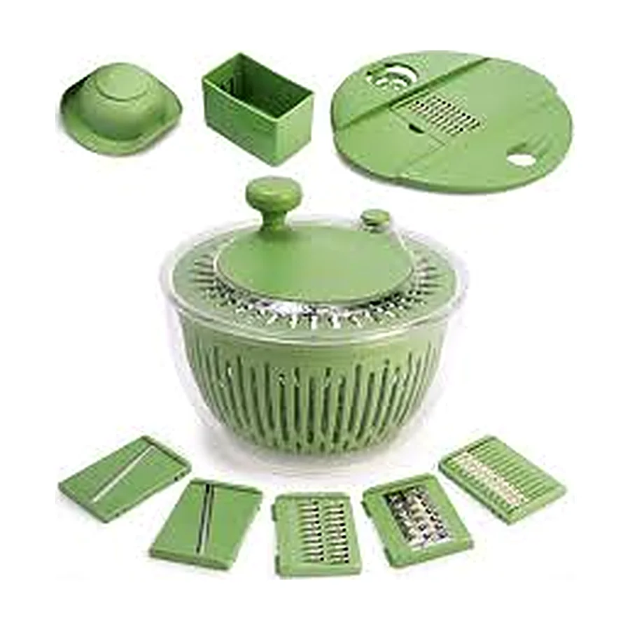 SUSTEAS Salad Spinner Large, Vegetables Wash Bowl, Fruits & Herb Lettuce Dryer with 5 Blade Slicer
